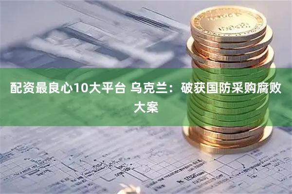 配资最良心10大平台 乌克兰：破获国防采购腐败大案